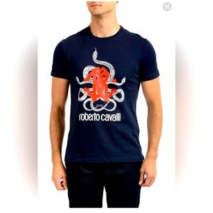 Roberto Cavalli Men's Navy T-Shirt